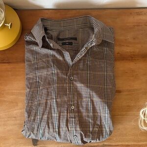 Gucci Brown and Blue Checkered Button Down Shirt
